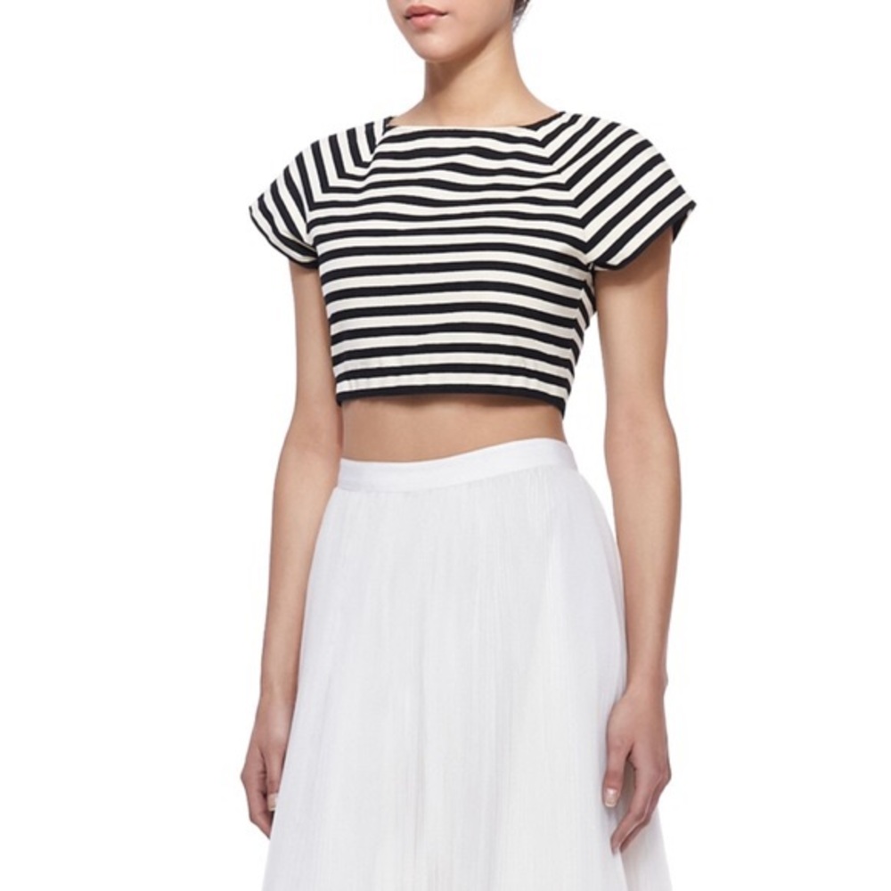 Alice Olivia Connelly Black White Crop Top S - Picture 9 of 9